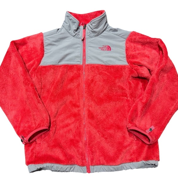 The North Face Osito Pink Gray Soft Fleece Jacket Coat Full Zip Girls XL 18 - Picture 9 of 9